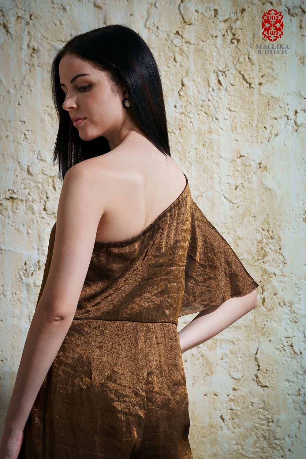 ‘Zora’ burnt gold silk tissue jumpsuit - image 5