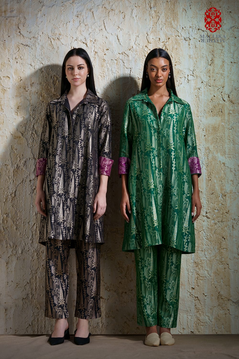 ‘Vriksha’ collared tunic and slim pants munga silk - image 3