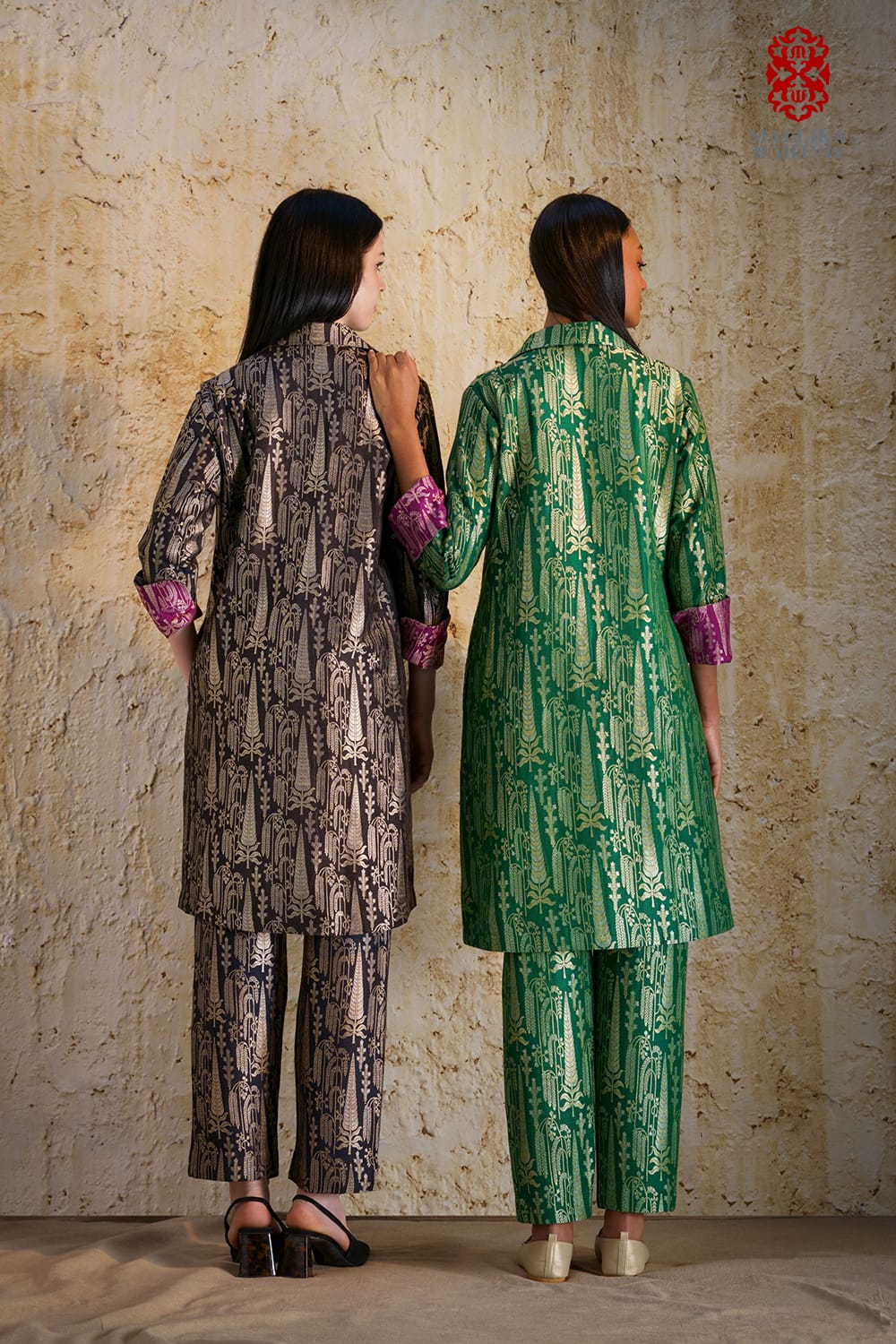 ‘Vriksha’ collared tunic and slim pants munga silk - image 5