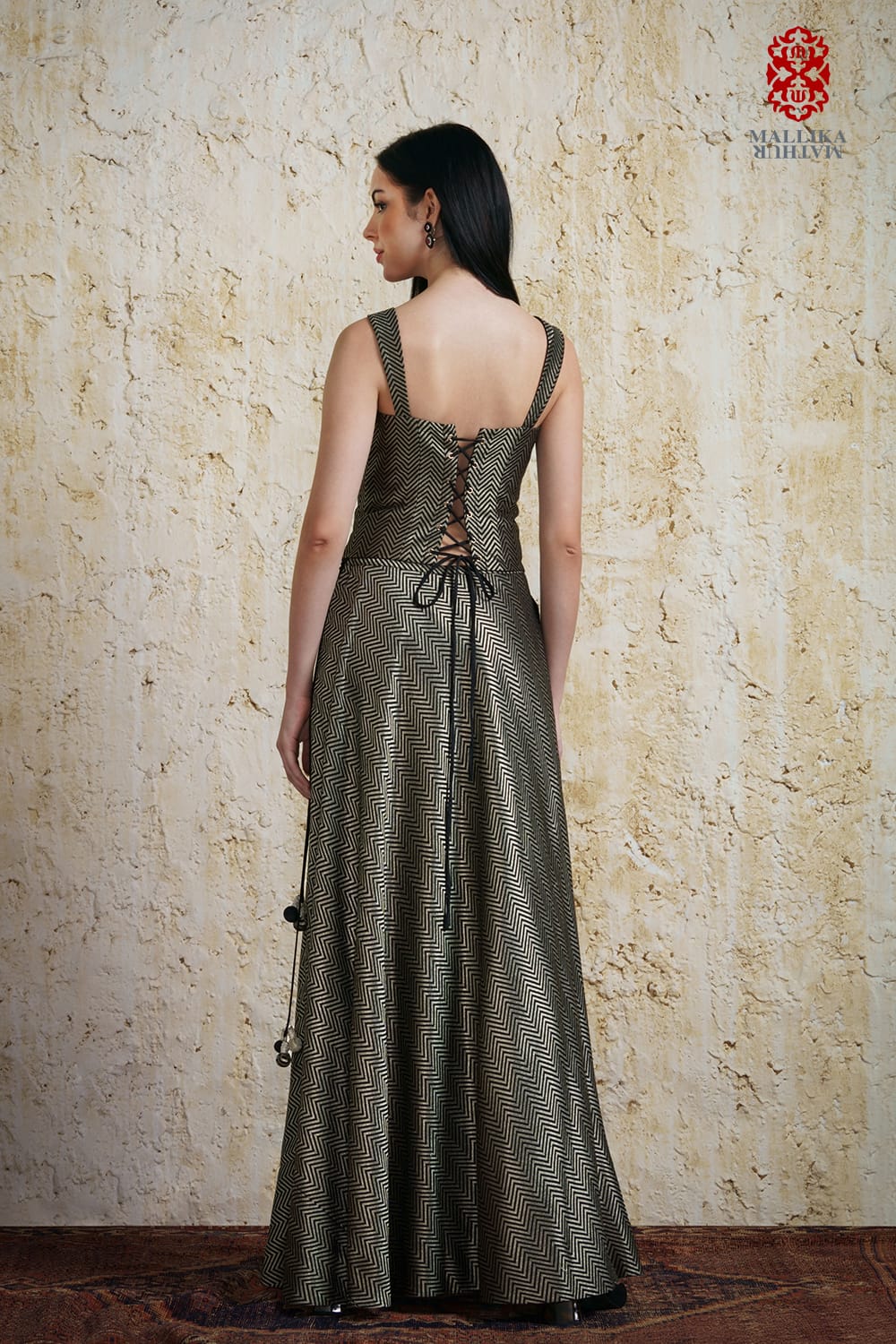 ‘Runa’ munga tussar silk skirt black