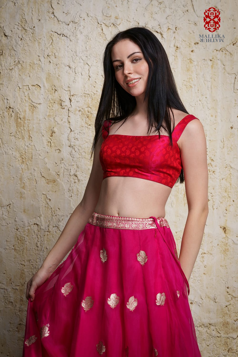 Kora silk skirt appliquéd in antique silver zari motifs - image 3