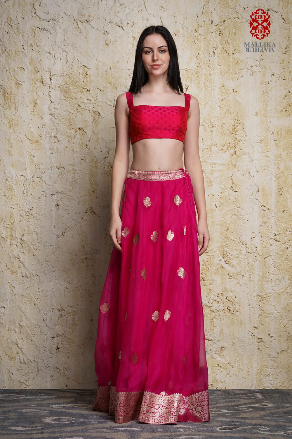 Kora silk skirt appliquéd in antique silver zari motifs - image 2