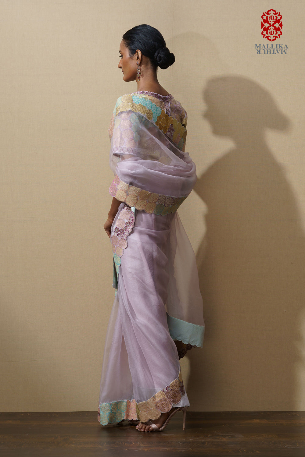 Sari kora lilac applique border - image 3