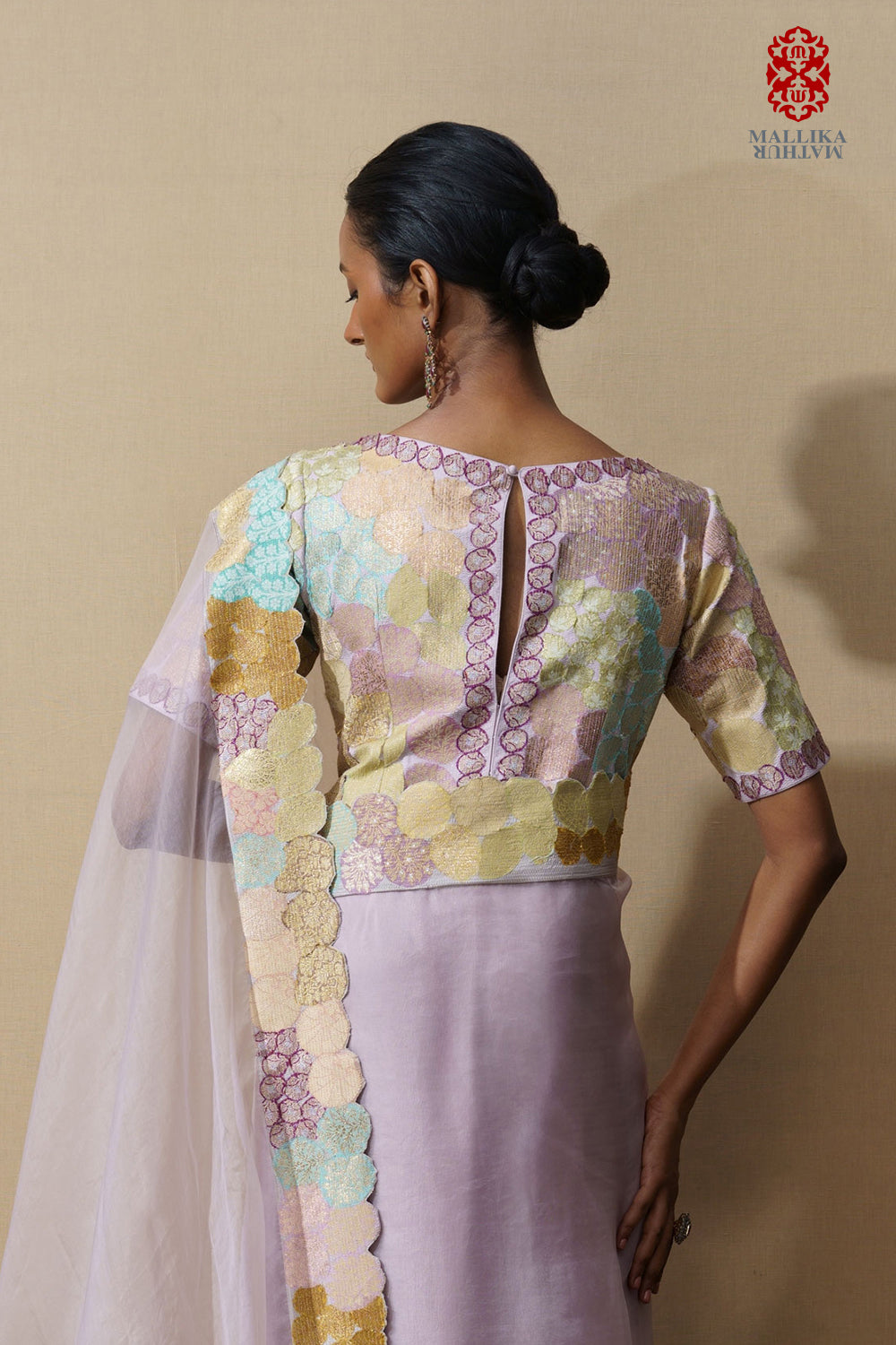 Sari kora lilac applique border - image 2