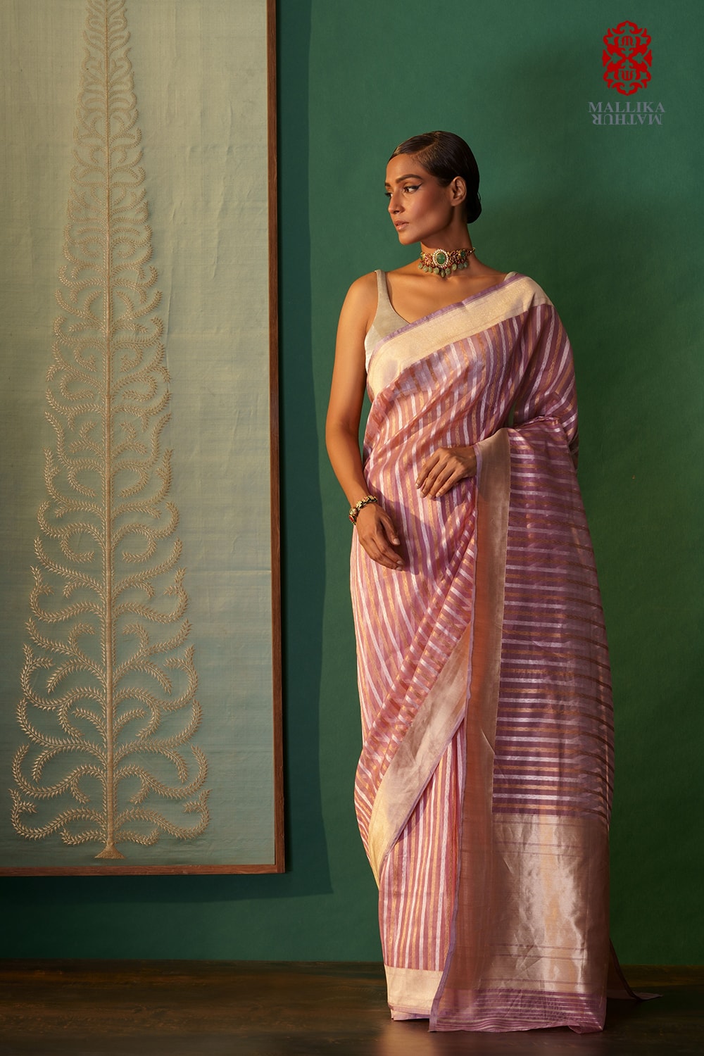 ‘Gulabi zaridhar’ kora silk Benarasi sari