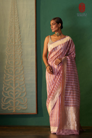 ‘Gulabi zaridhar’ kora silk Benarasi sari