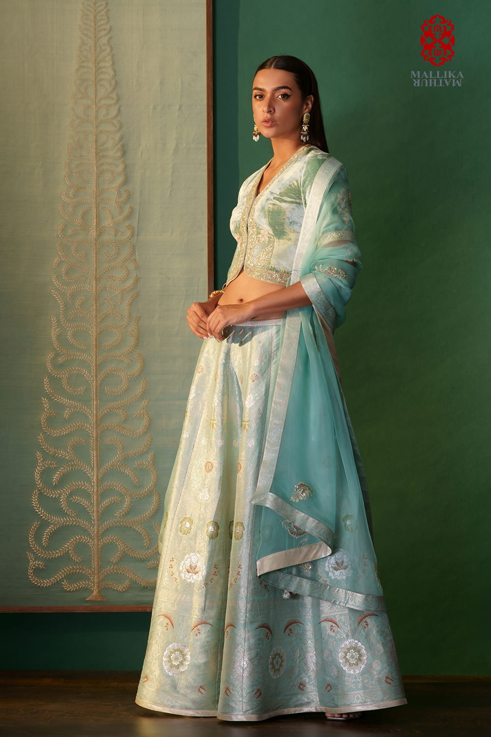 'Badrum jaal' Banarasi silk tissue brocade lehenga - image 3