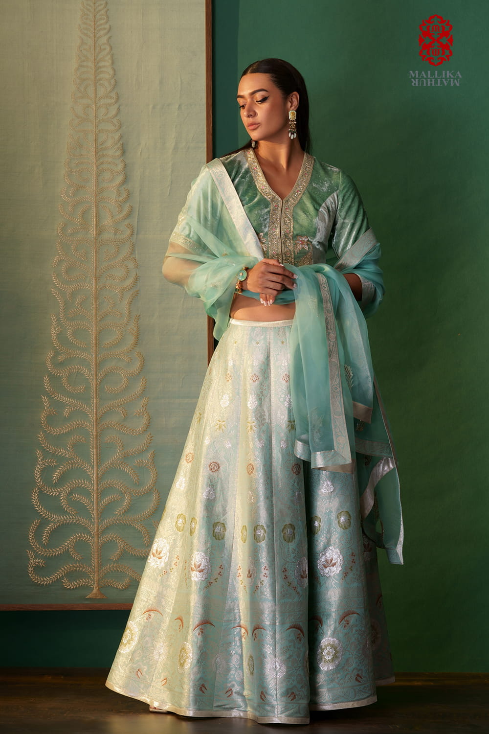 'Badrum jaal' Banarasi silk tissue brocade lehenga - image 2