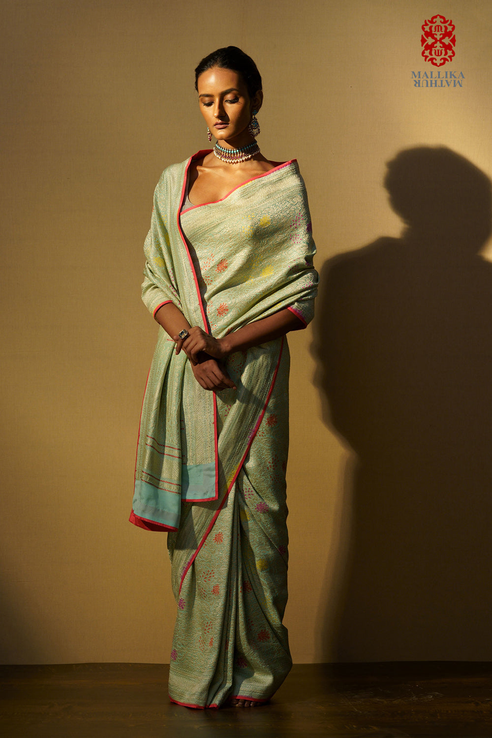 Saree georgette shikarga aqua multi mina