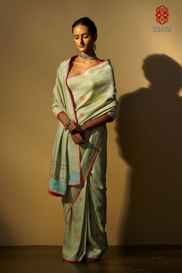 Saree georgette shikarga aqua multi mina