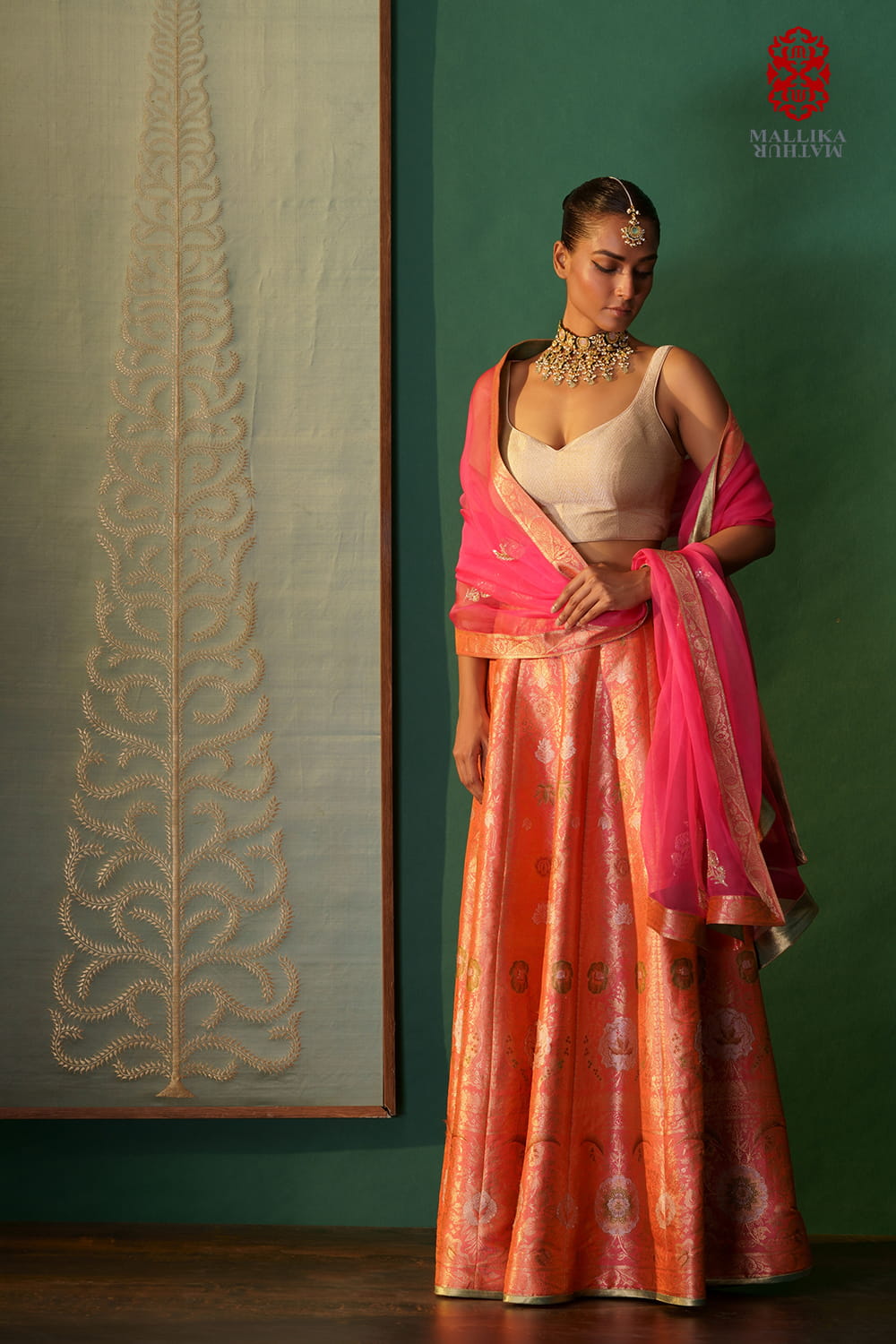 'Badrum jaal' Banarasi silk tissue brocade lehenga - image 2
