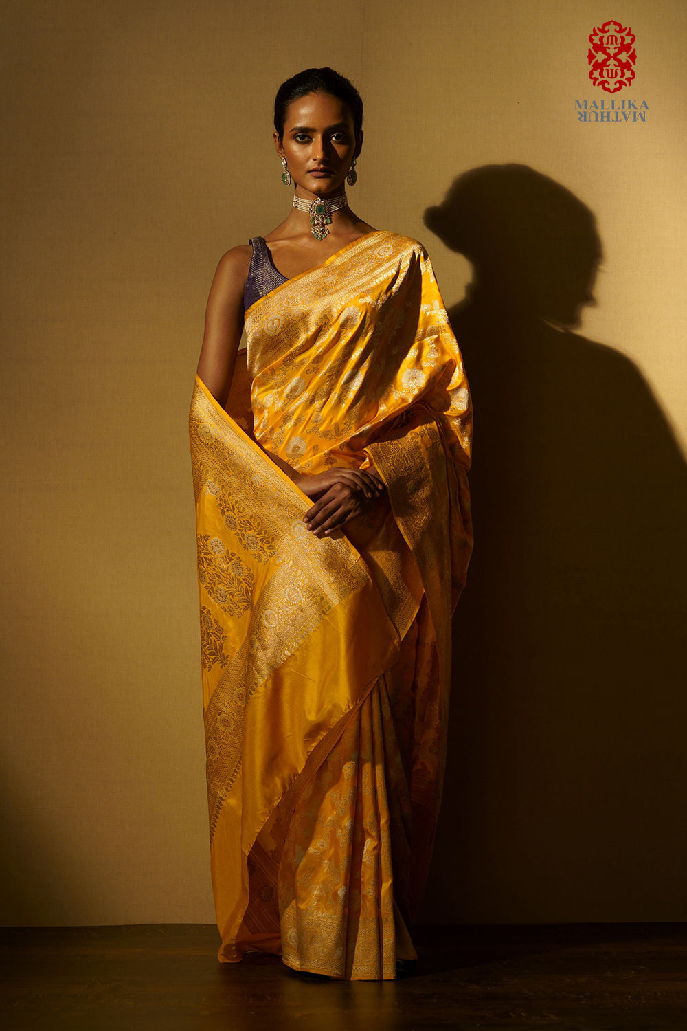 Sari katan silk amras silver flower gold jaal kadhuan