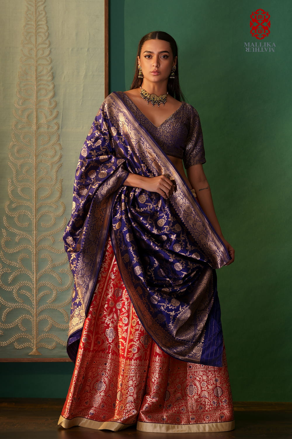 'Shaheen' Dupatta silk royal blue