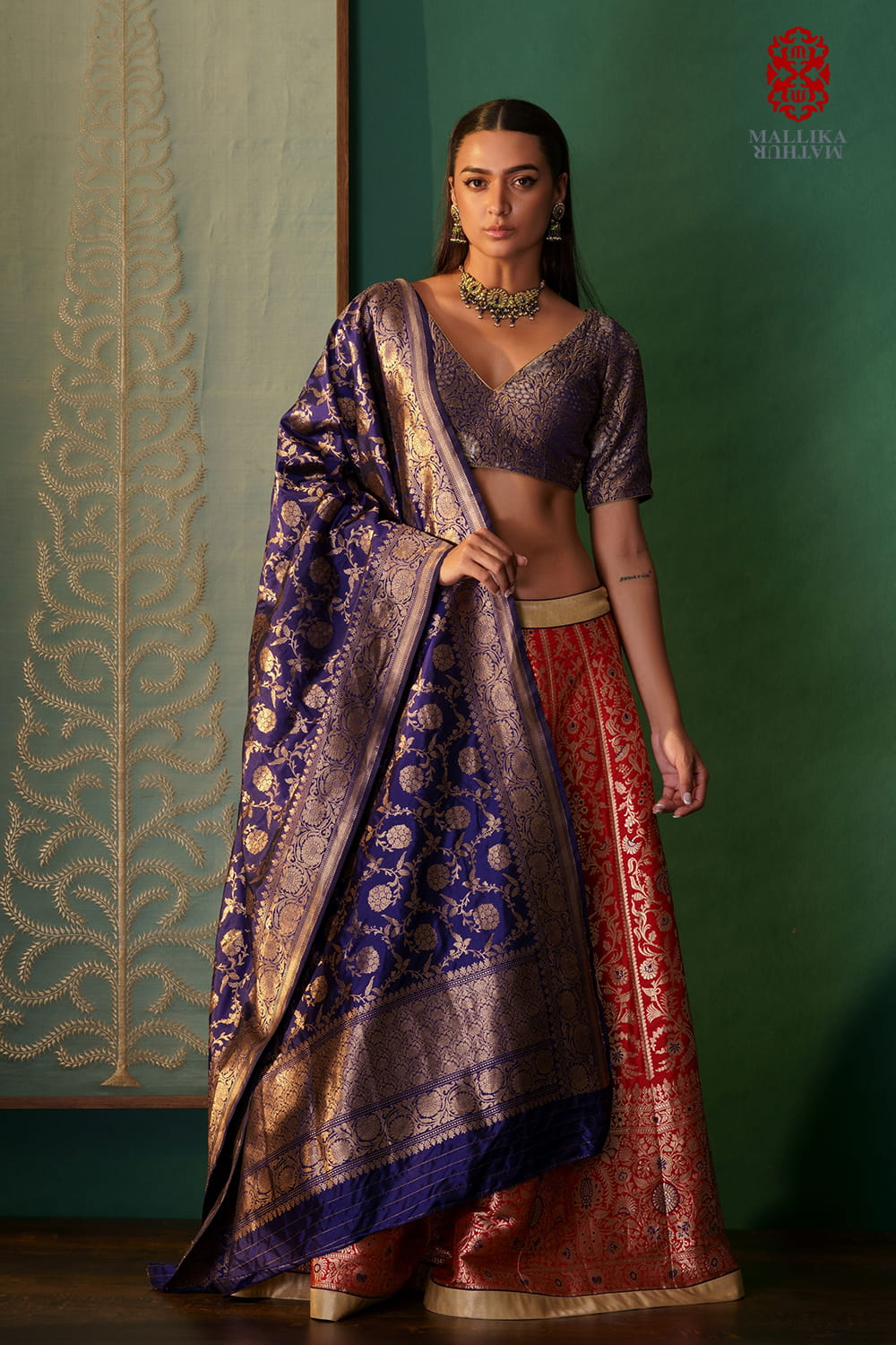 'Shaheen' Dupatta silk royal blue