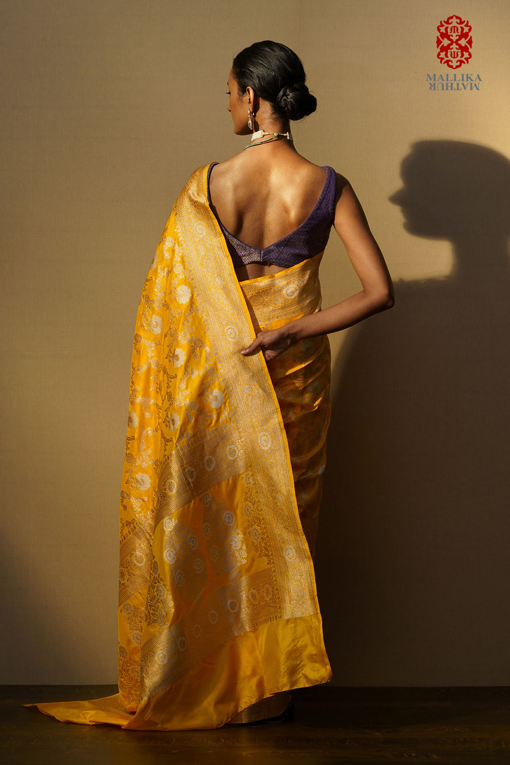 Sari katan silk amras silver flower gold jaal kadhuan - image 3