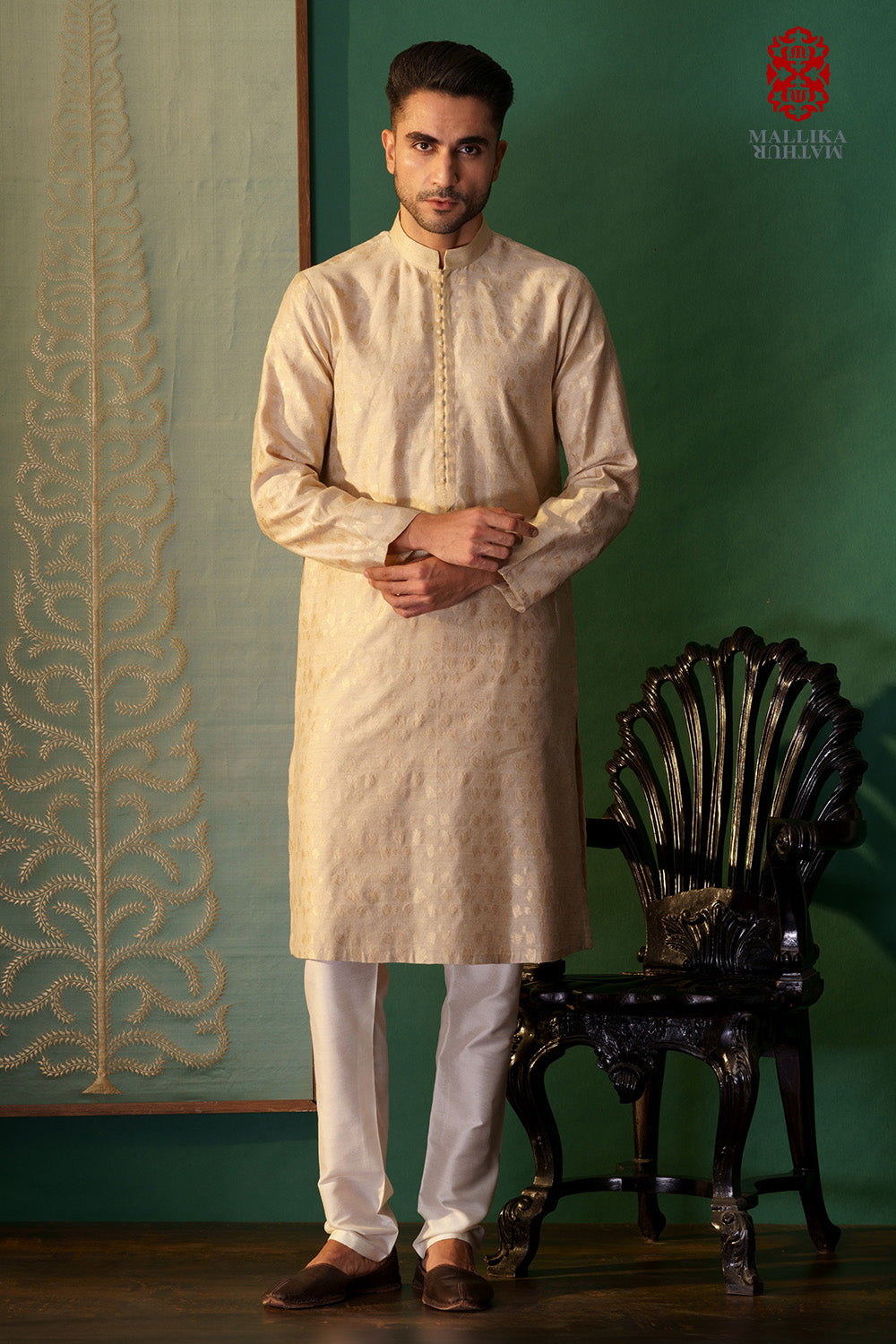 Tulip jaal beige men's kurta