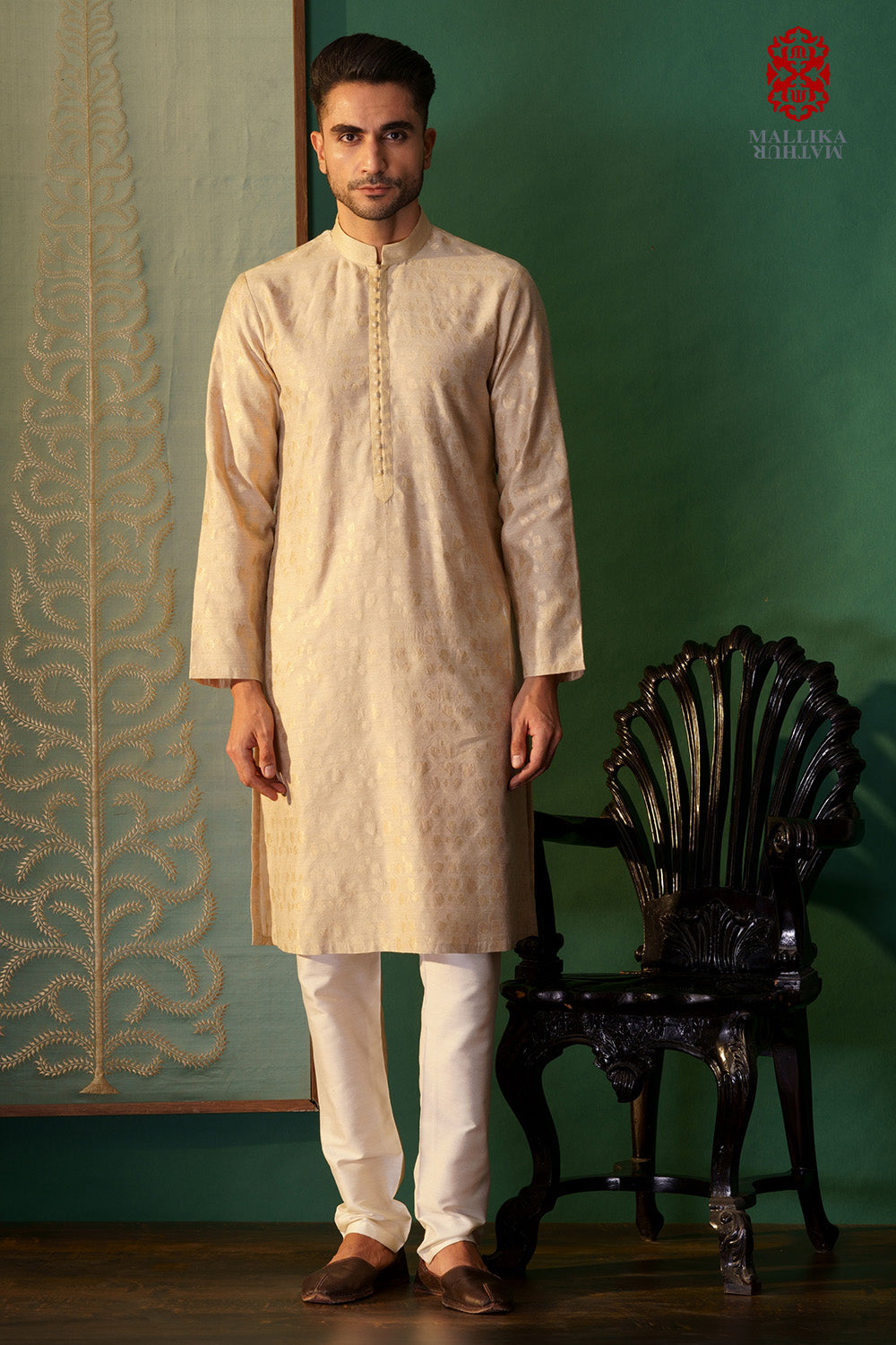 Tulip jaal beige men's kurta