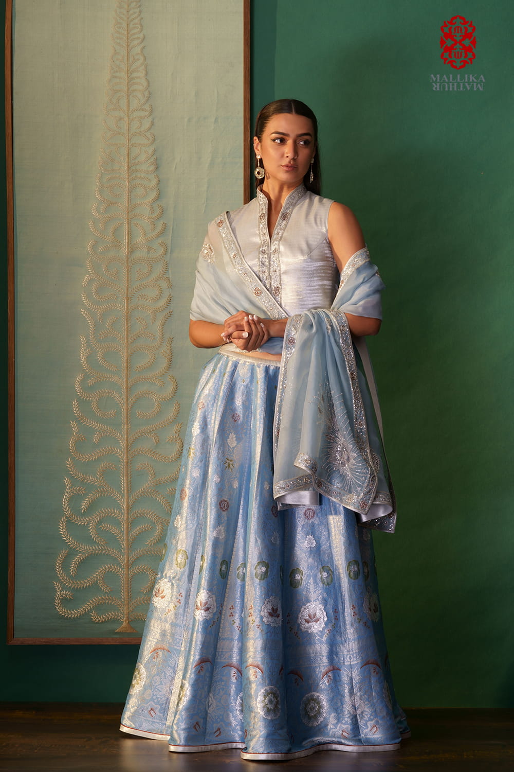 'Badrum jaal' Banarasi silk tissue brocade lehenga - image 2