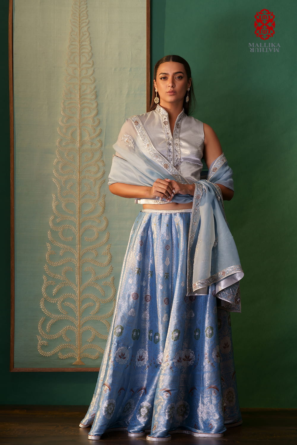 'Badrum jaal' Banarasi silk tissue brocade lehenga