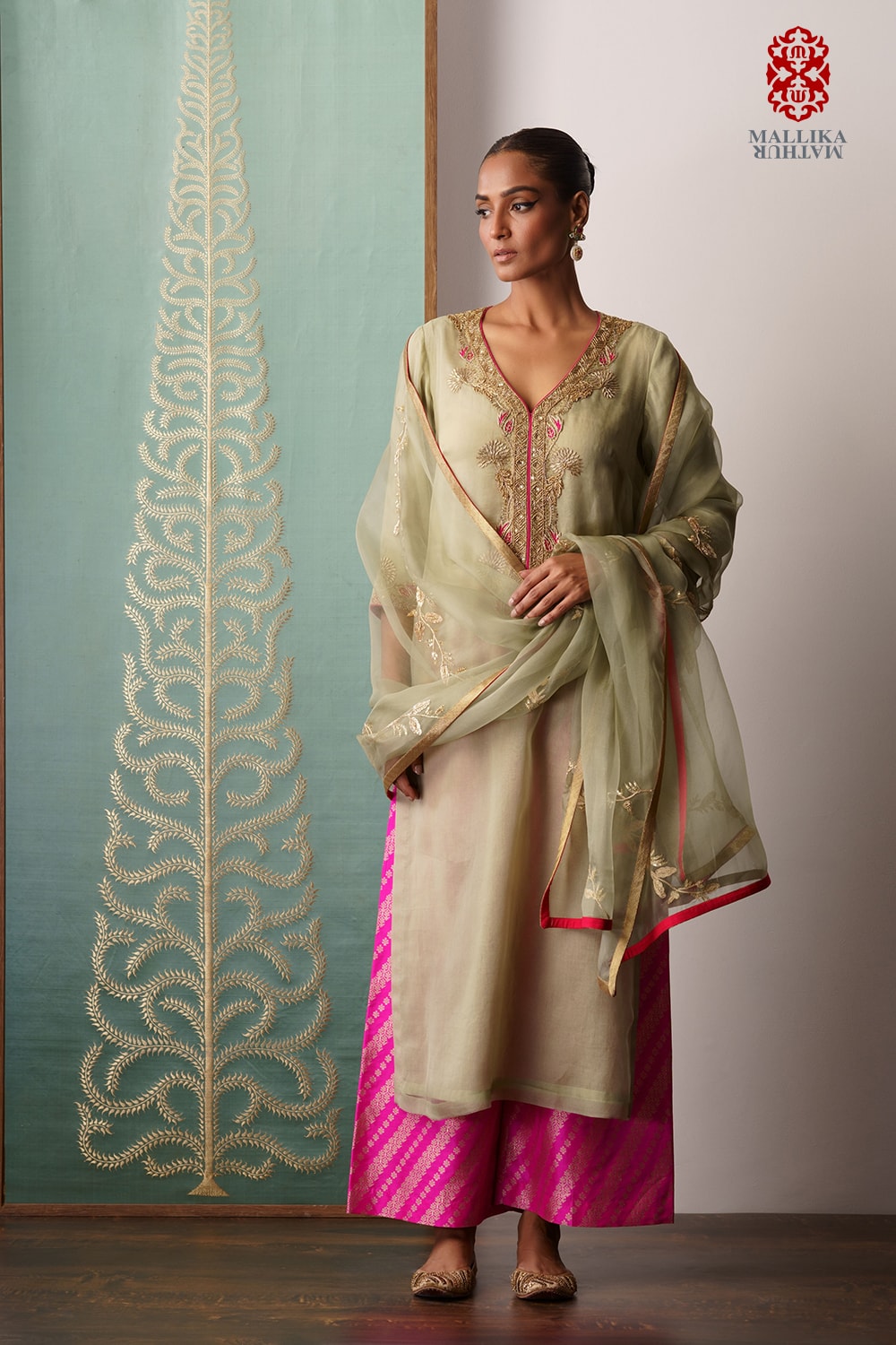 Nesrin' kurta kora pista green