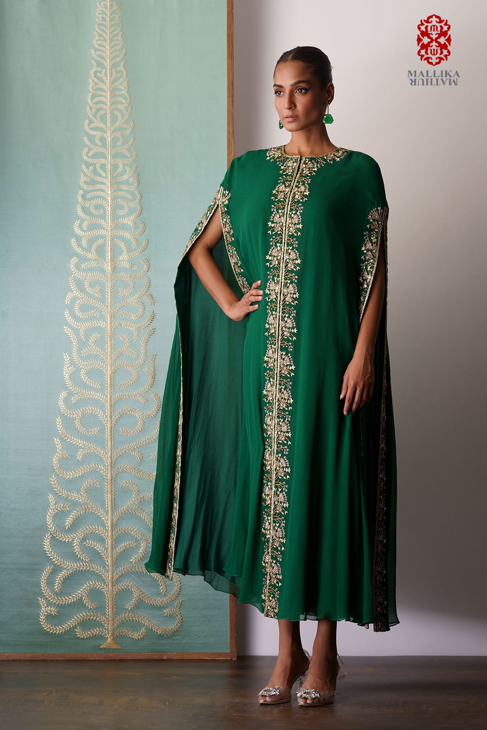 Xenia georgette mantle emerald green - image 3