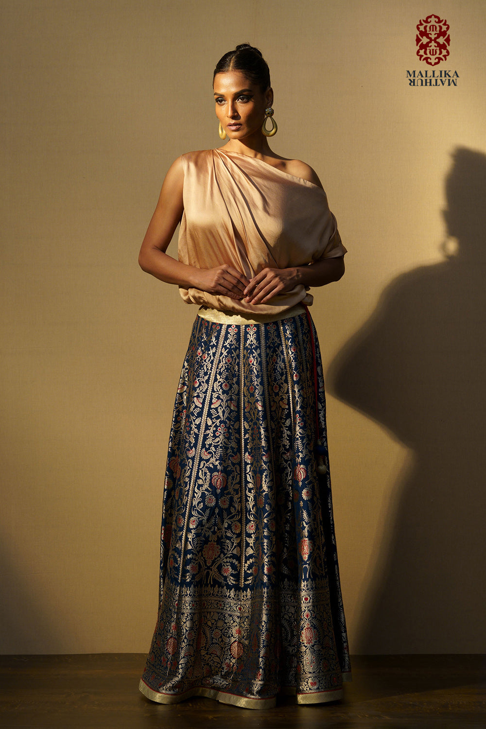 'Aria' draped satin top off shoulder - image 2