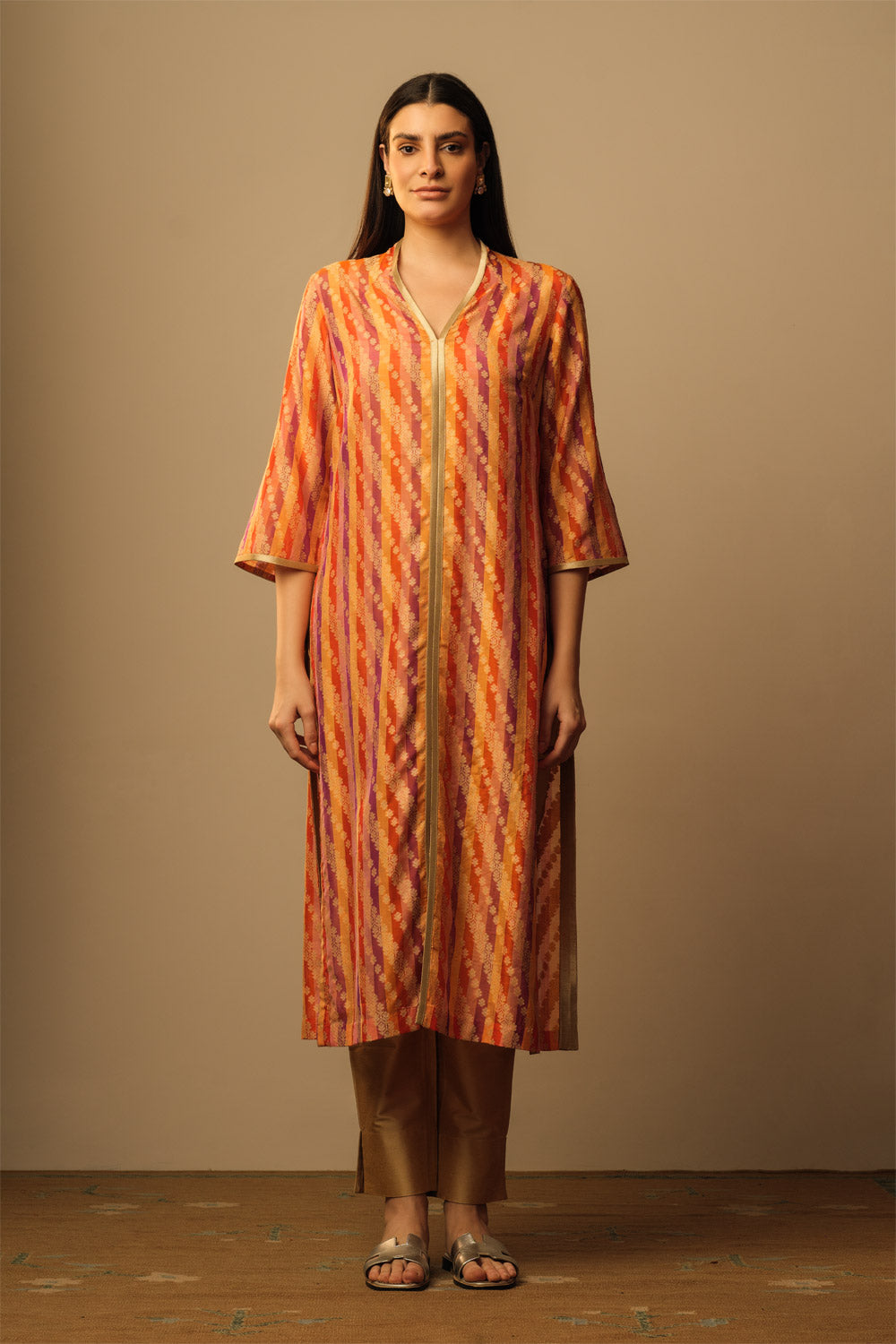 'SATRANGI' Kimono style tunic orange & pink