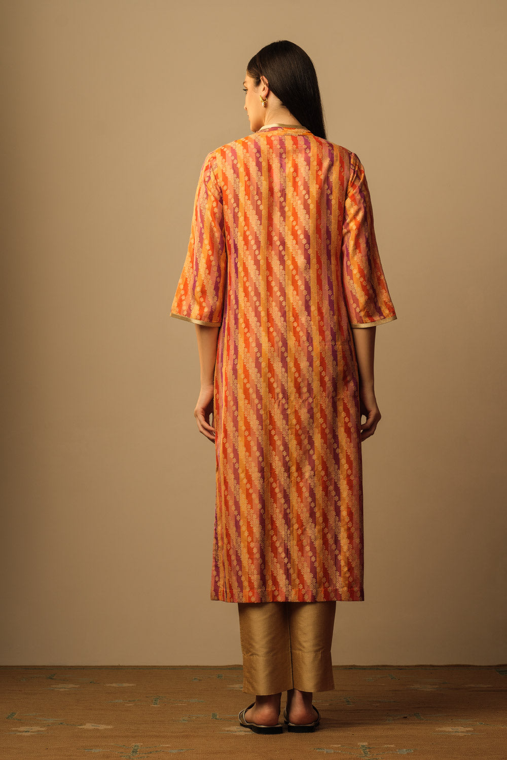 'SATRANGI' Kimono style tunic orange & pink - image 2