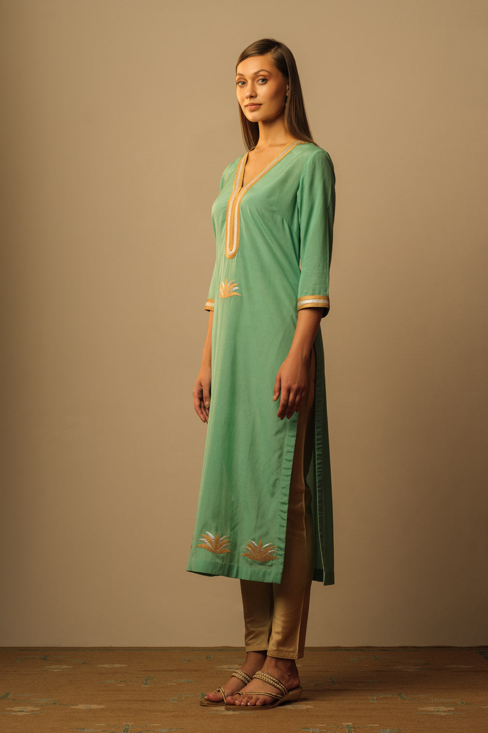 Lotus buti applique tunic aquamarine - image 2