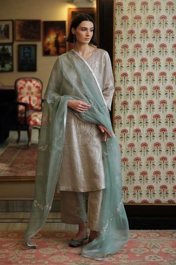 'Chand' silver tussar tissue tunic