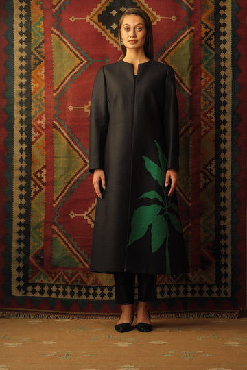 Plantain leaf long jacket A-line