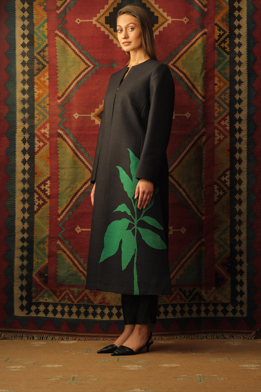 Plantain leaf long jacket A-line - image 2