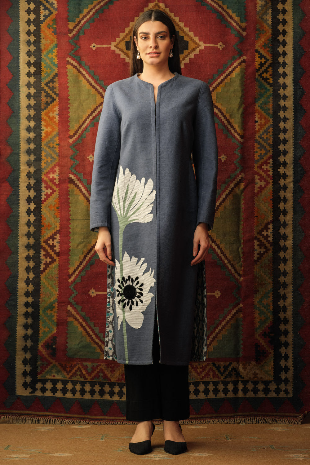 Peony flower jacket A-line