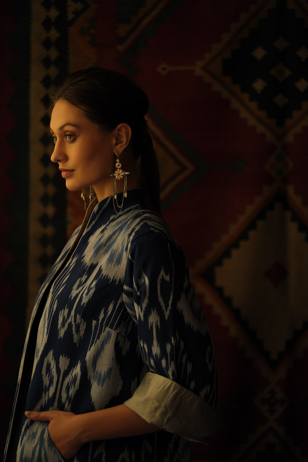 Cape jacket central asian indigo cotton - image 3