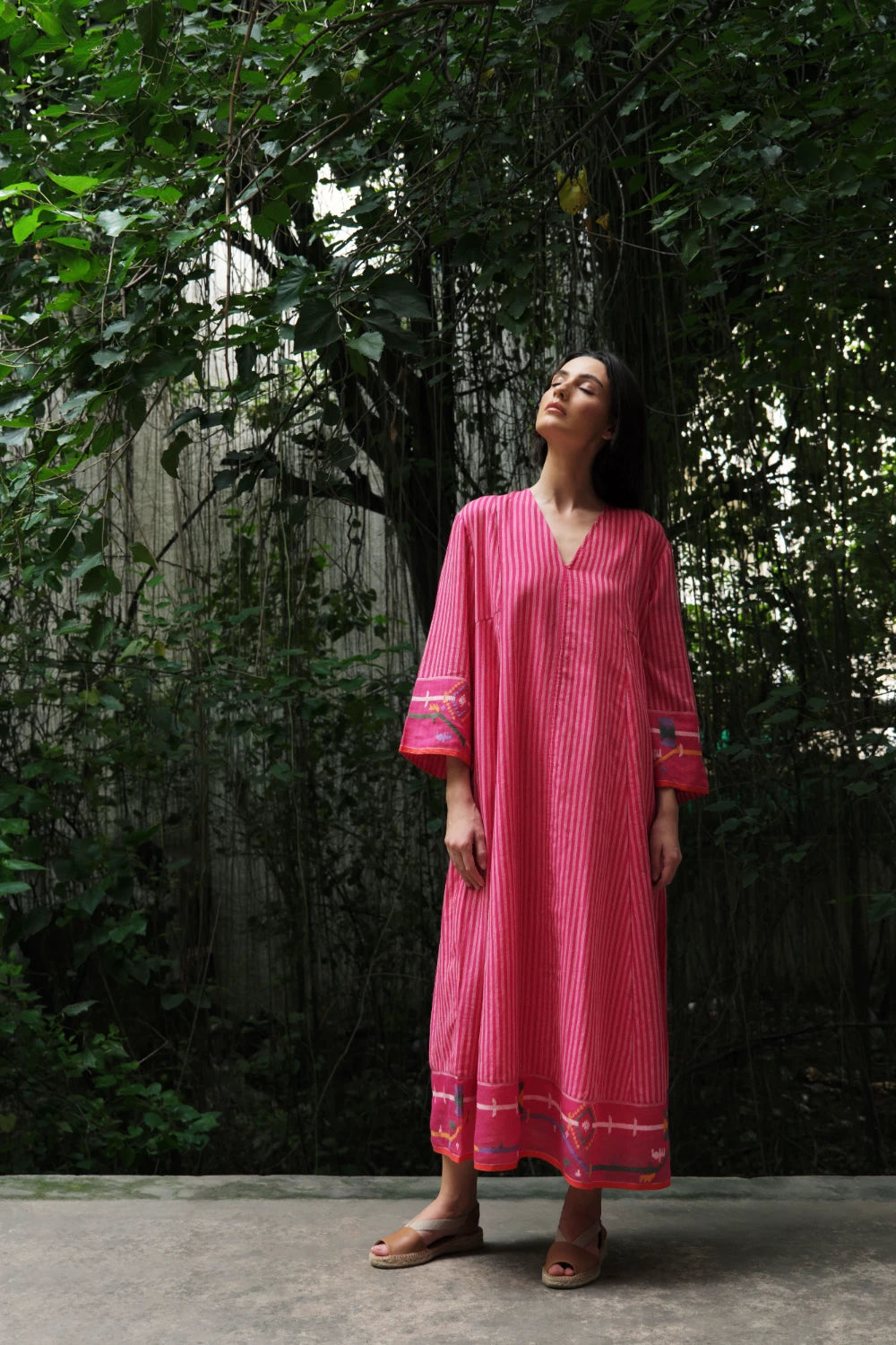 'Aab e Rawan’ rani pink Bengal muslin Jamdani tunic