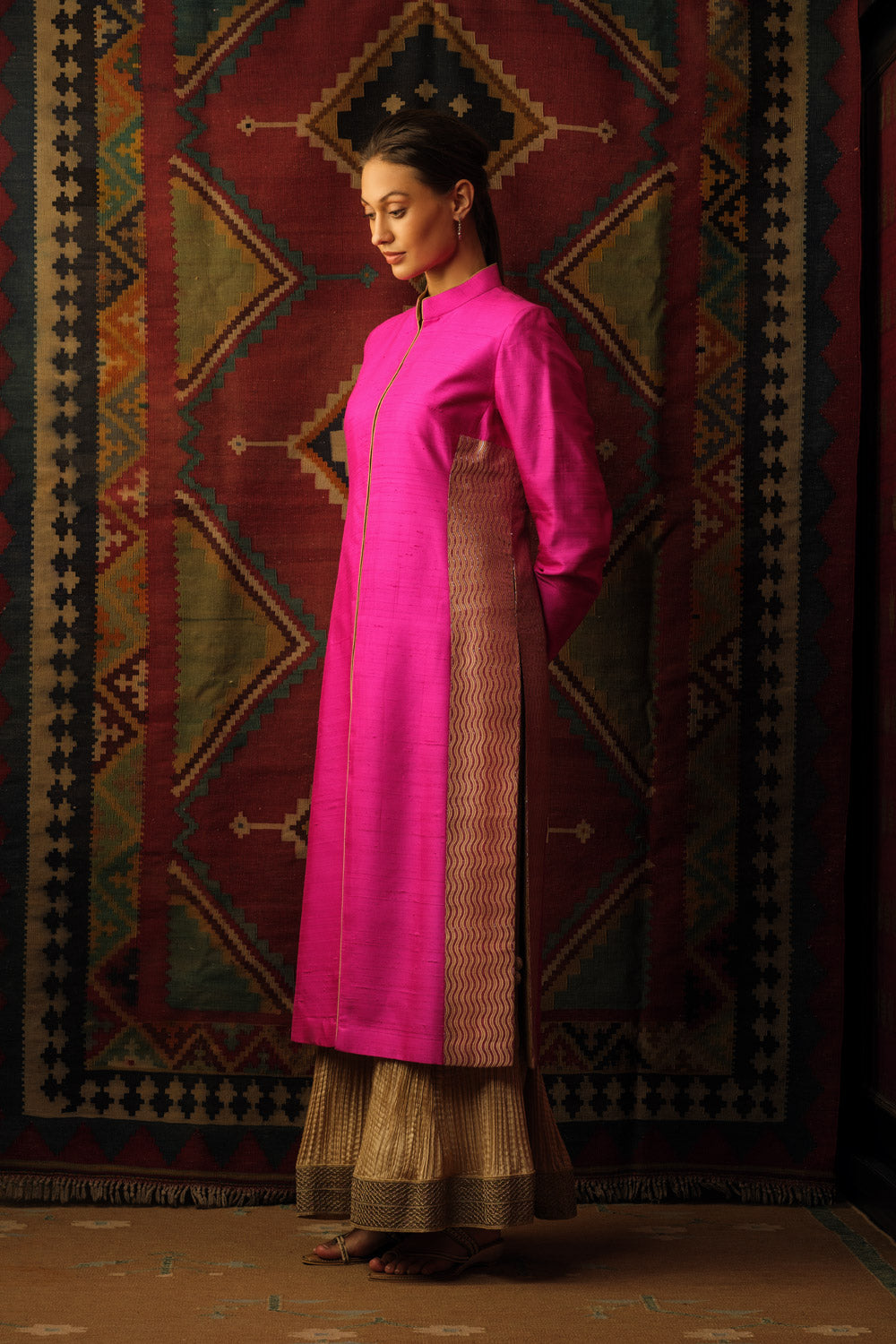 Brocade panel jacket fuschia pink - image 3