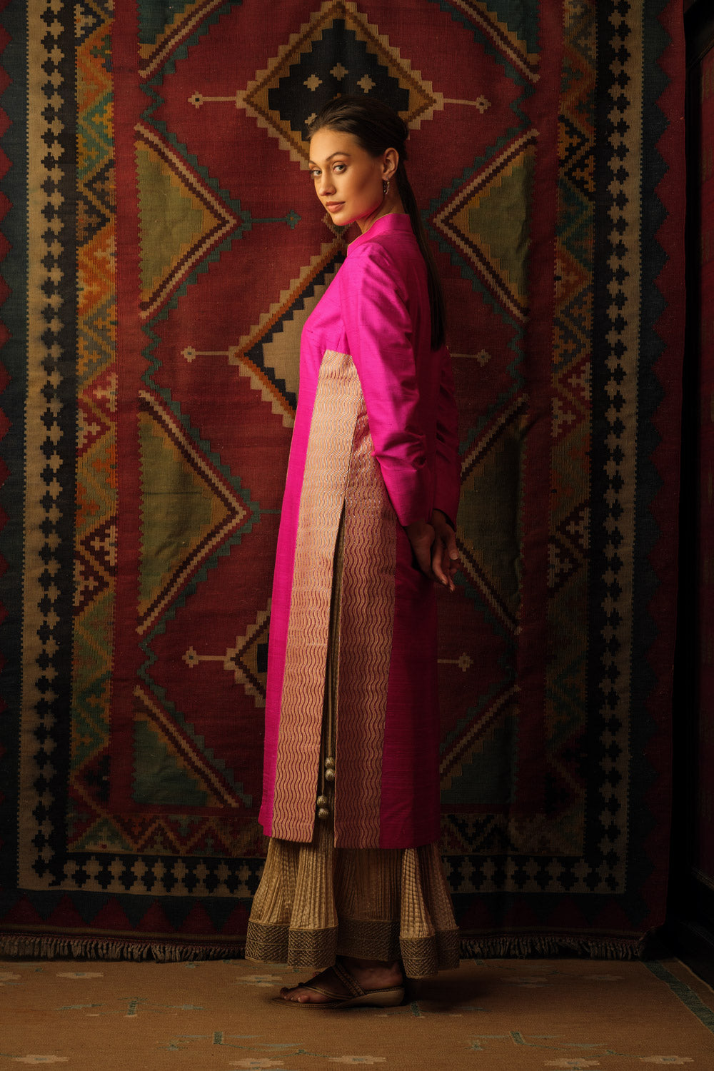 Brocade panel jacket fuschia pink - image 2