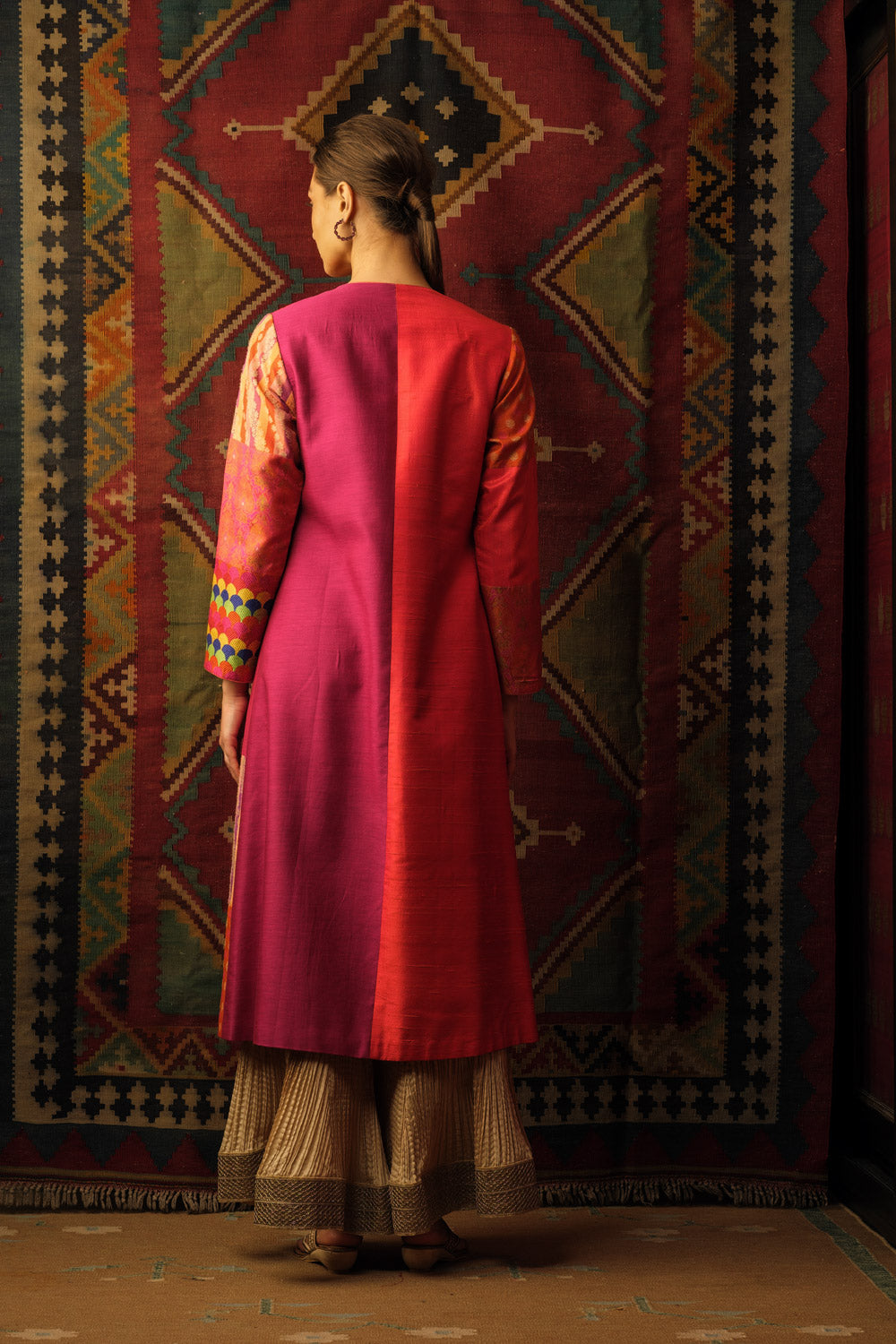 'NISSA' Jacket multi textured coral orange - image 2
