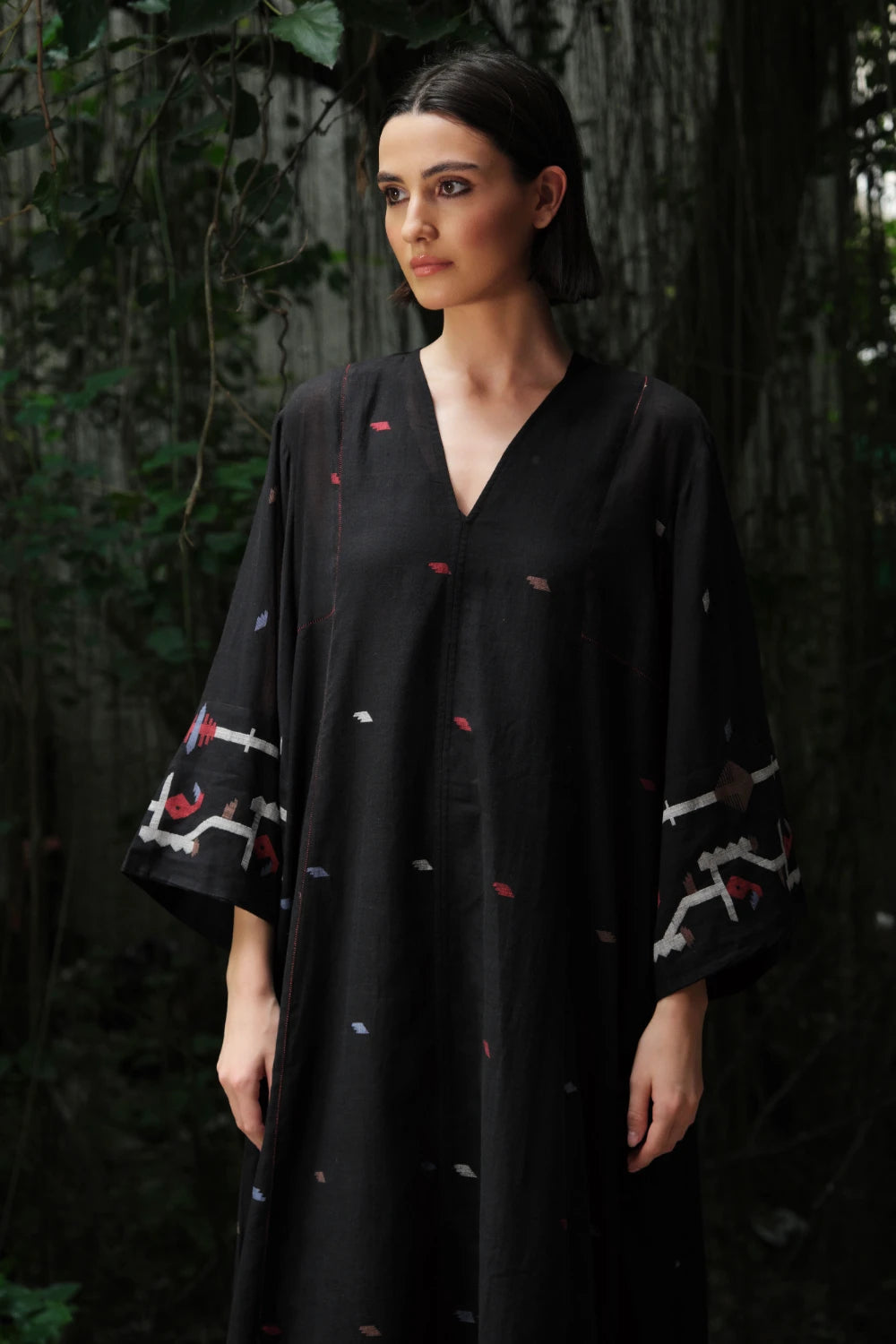 'Aab e Rawan’ black Bengal muslin Jamdani tunic