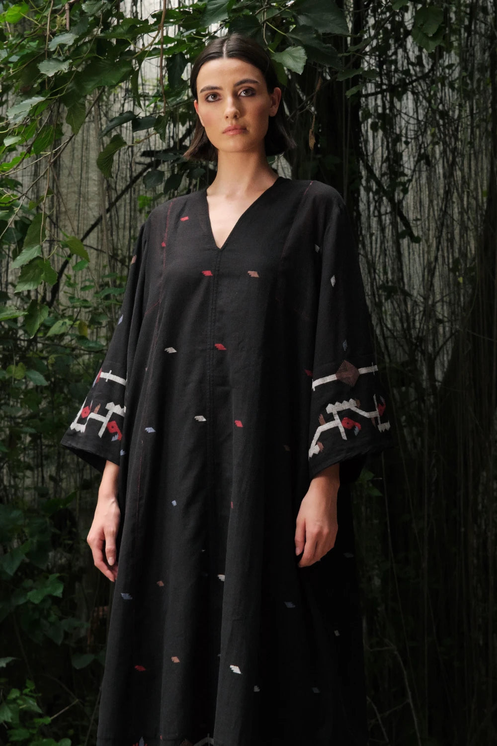 'Aab e Rawan’ black Bengal muslin Jamdani tunic