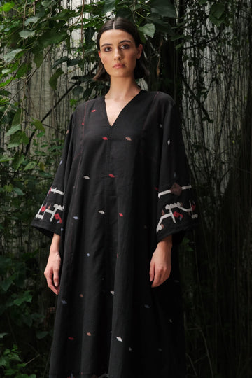 'Aab e Rawan’ black Bengal muslin Jamdani tunic