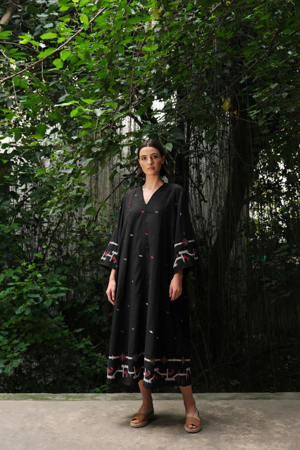 'Aab e Rawan’ black Bengal muslin Jamdani tunic