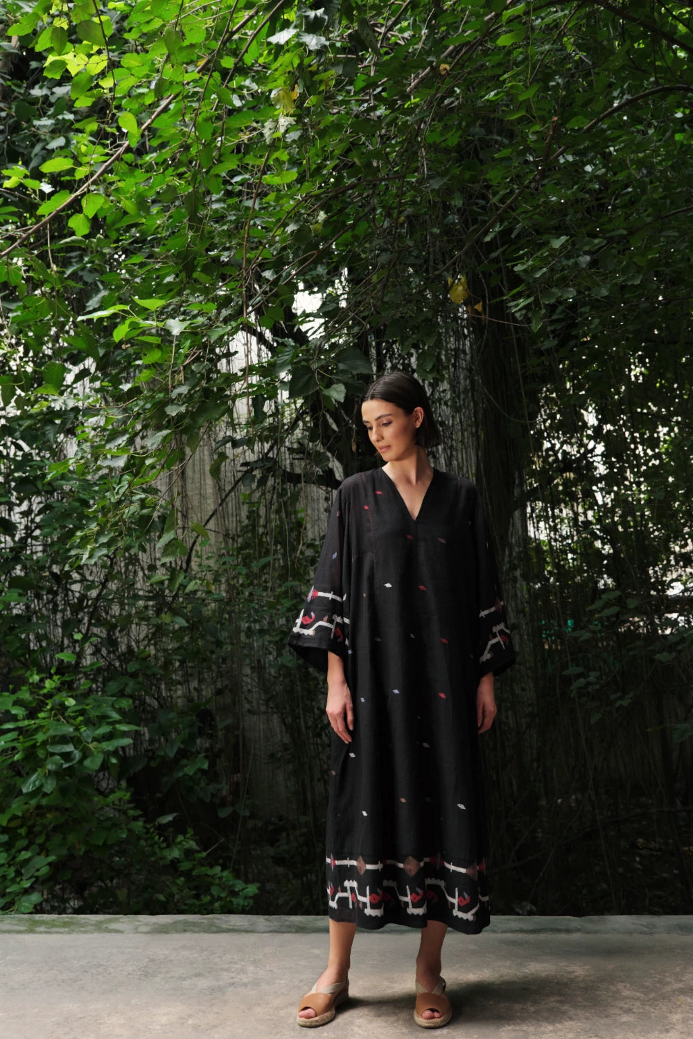 'Aab e Rawan’ black Bengal muslin Jamdani tunic