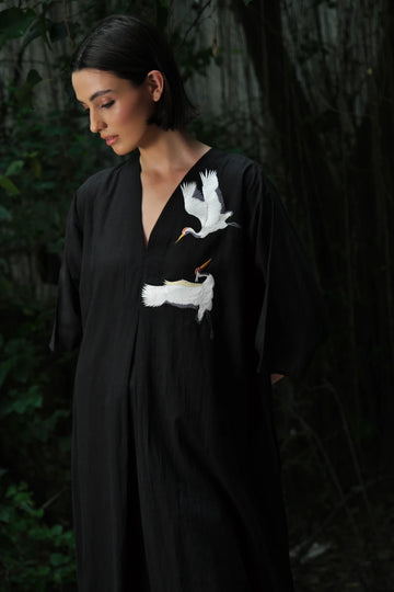 'Avis' black kaftan dress