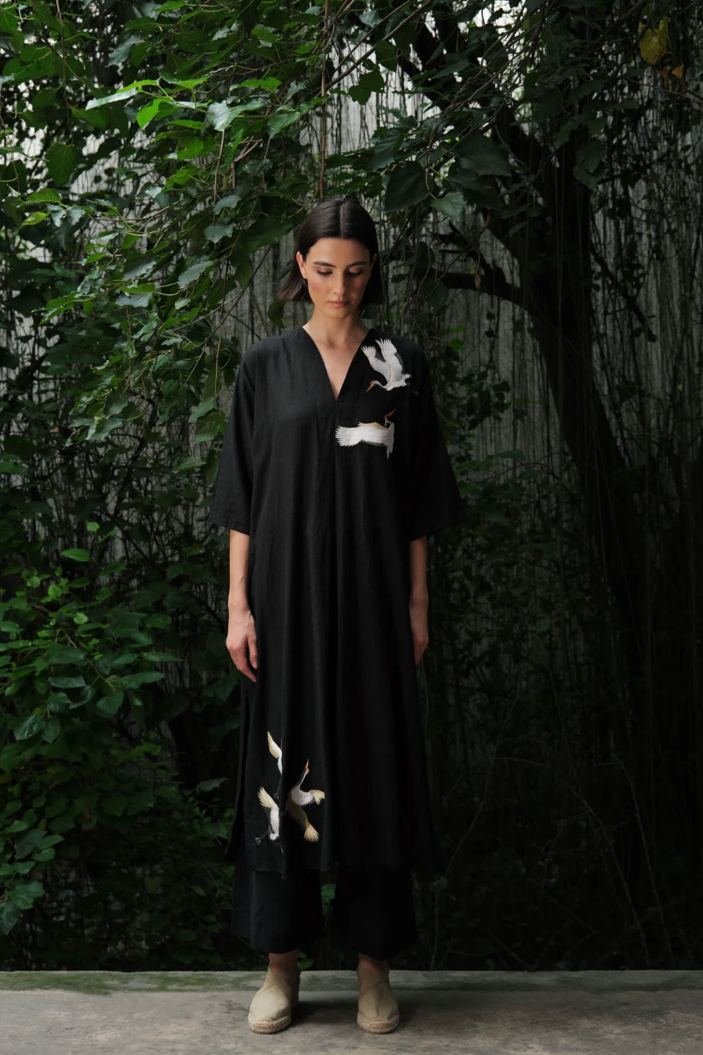 'Avis' black kaftan dress