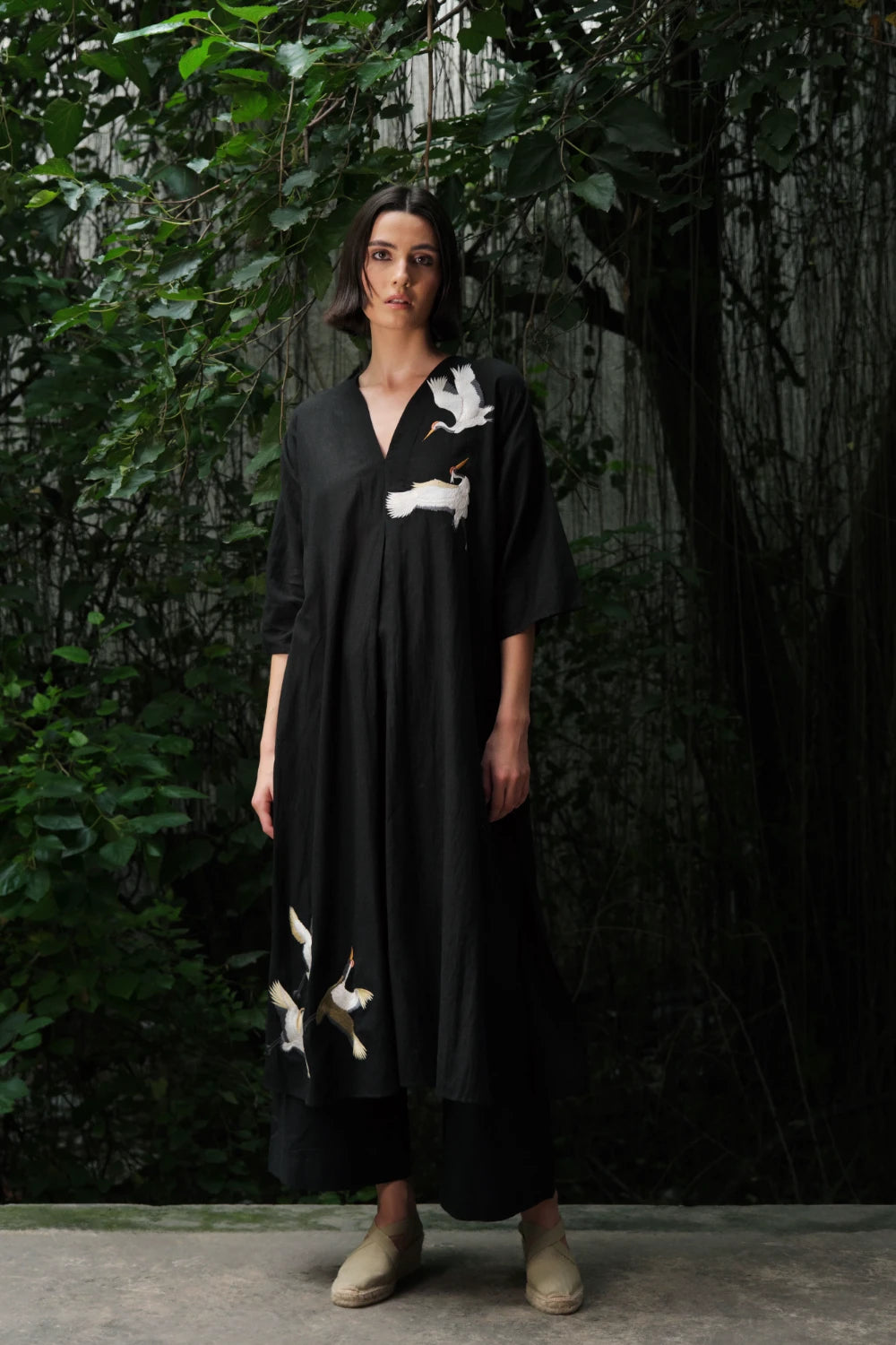 'Avis' black kaftan dress