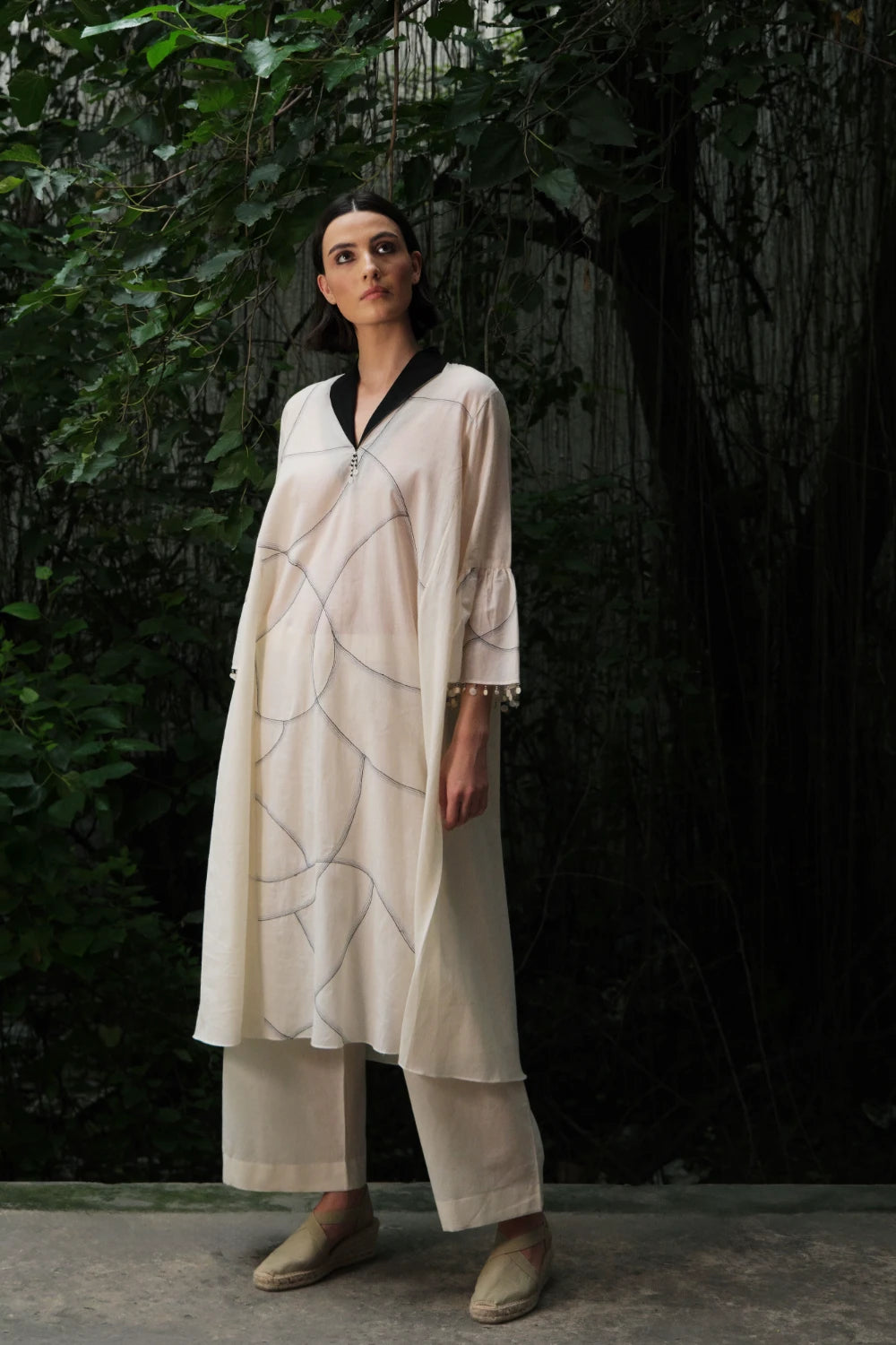 ‘Saryu’ Ivory cotton muslin tunic
