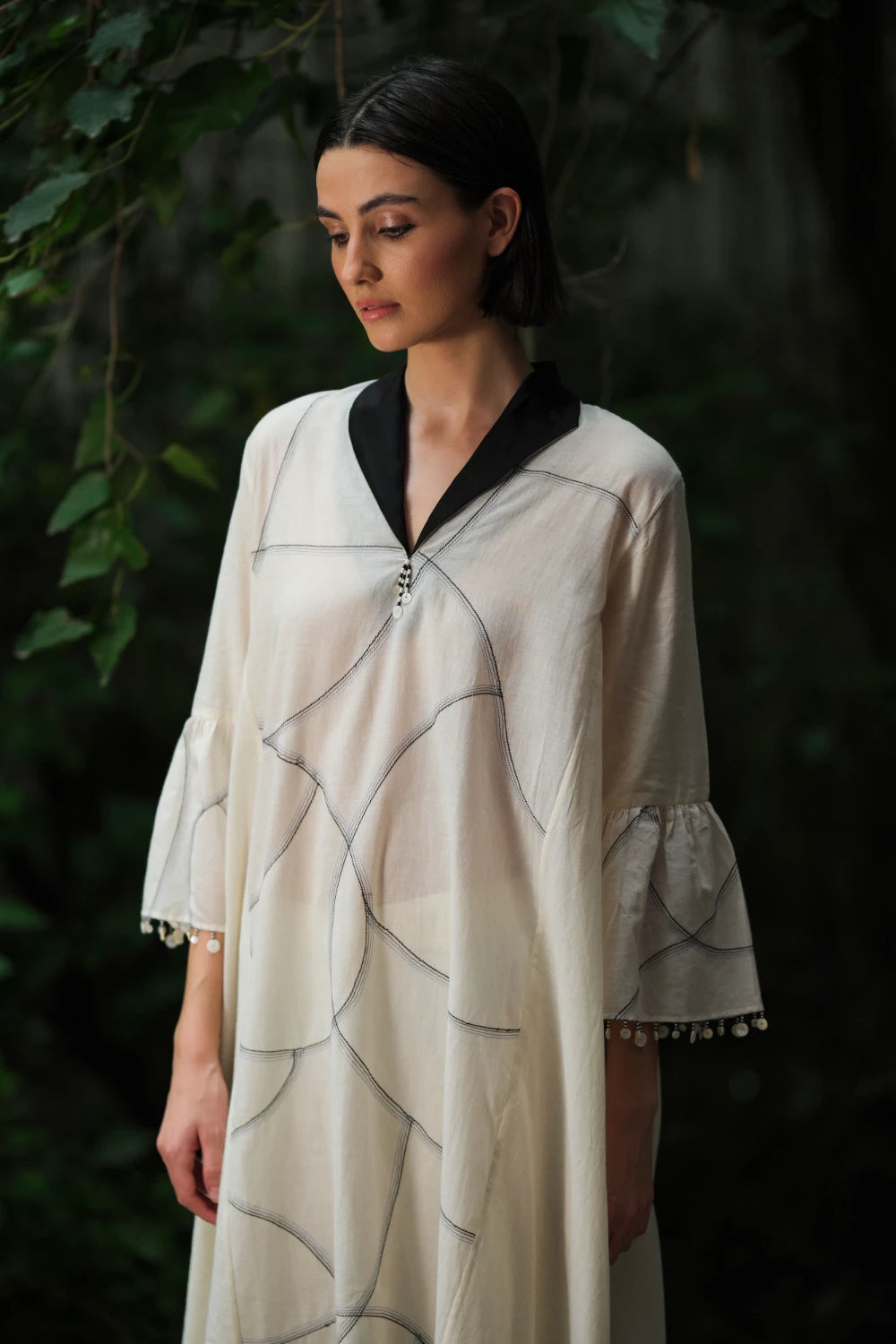 ‘Saryu’ Ivory cotton muslin tunic