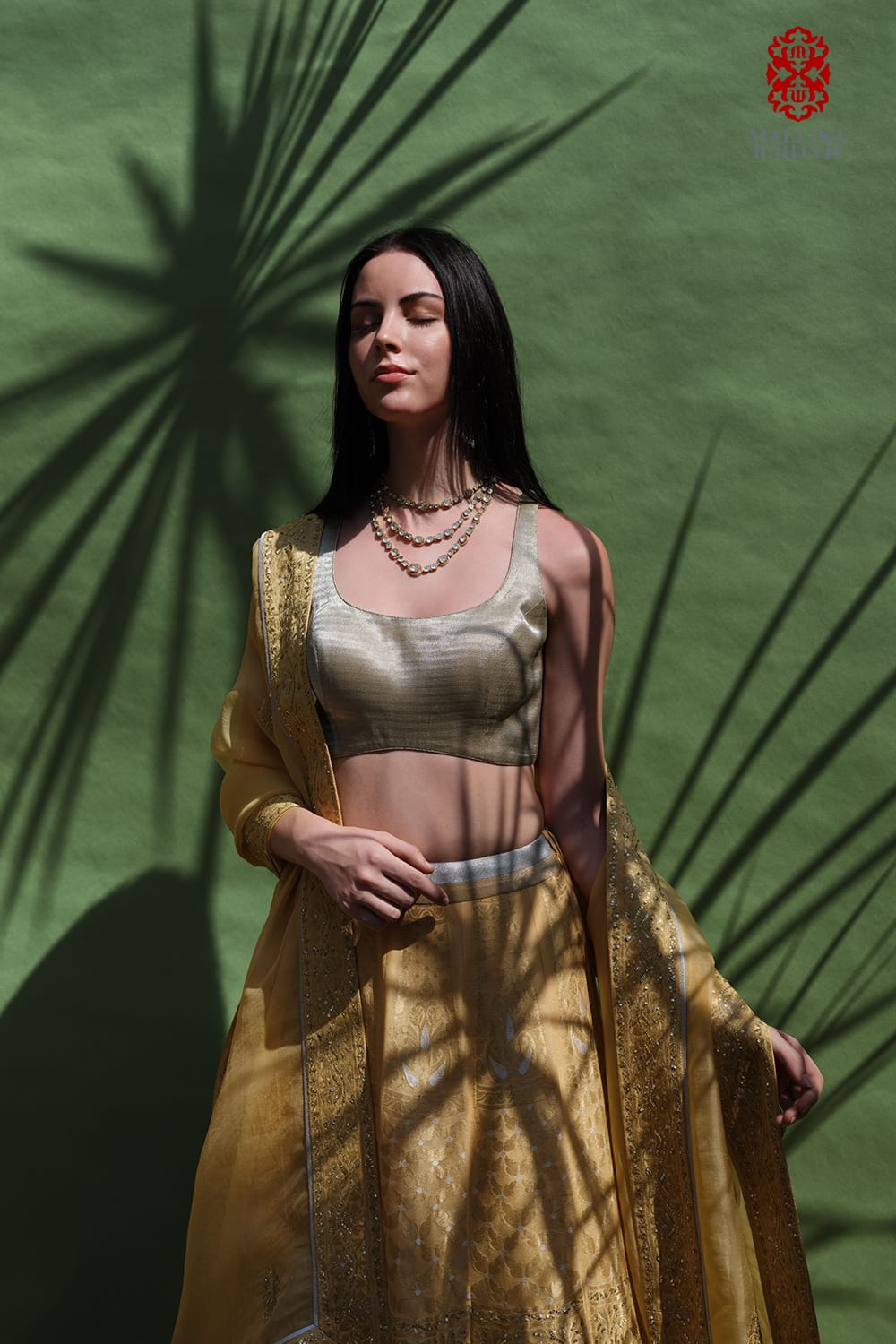‘Sitara’ Blouse sleevless silver Zari