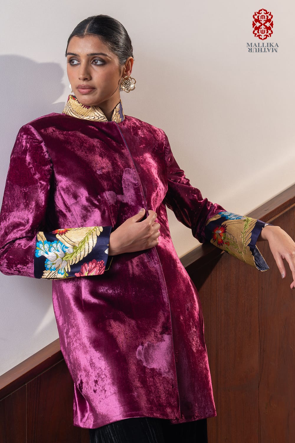 ‘Tashi’ plam silk velvet jacket - image 2